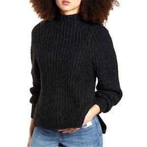 Nordstrom’s Leith Mock Neck Black Cropped Sweater